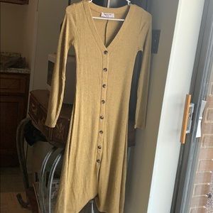 Adorable Mustard Winter Midi Dress